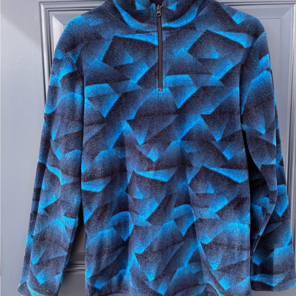 The Children's Place Blue and Black Geometric Fleece quarter zip